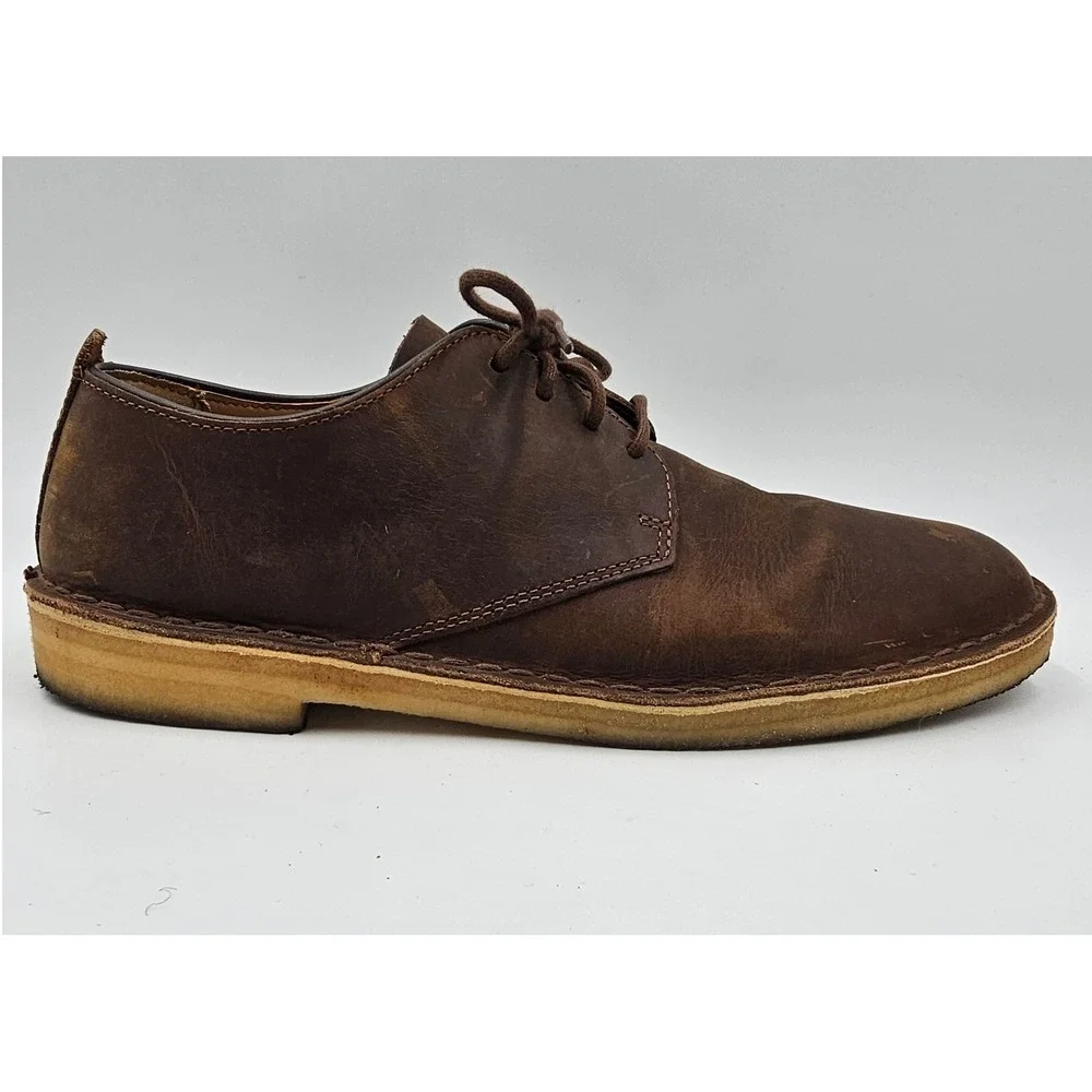 Clarks Originals Desert London Beeswax Brown Leather Crepe Sole Shoes Size 10